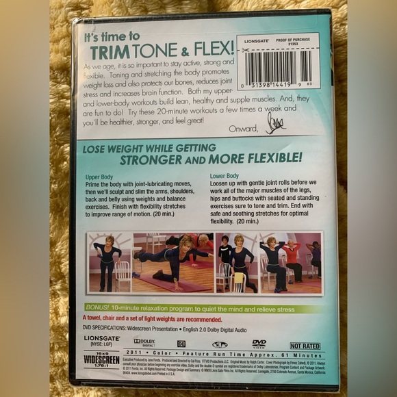 New! Jane Fonda TRIM TONE & FLEX PRIME TIME WORKOUT DVD.2 workouts-Upper & Lower - Picture 2 of 5